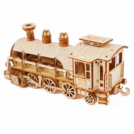 Kruzzel 3D Puzzel Stoomlocomotief met Tender - Houten Bouwset