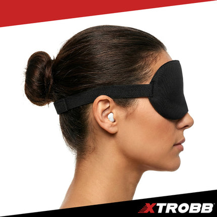 Xtrobb 3D Reiskussen 4-in-1 - Met Slaapmasker & Oordopjes - Zwart/Grijs