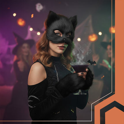 Ruhhy Kat/Vos Kostuumset - 4-Delig - Masker, Staart & Pootjes - Zwart