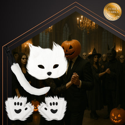 Ruhhy Kat/Vos Kostuumset - 4-Delig - Masker, Staart & Pootjes - Wit
