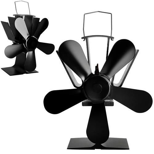 Kaminer Kachelventilator - 5 Blads - Hitteaangedreven - Aluminium