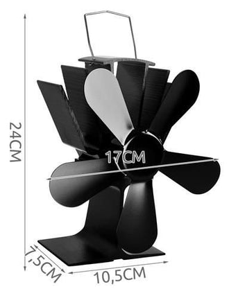 Kaminer Kachelventilator - 5 Blads - Hitteaangedreven - Aluminium