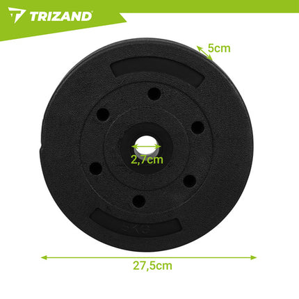 Trizand Gewichten Set - 4 x 5 kg - Bitumineuze Halterschijven - Zwart