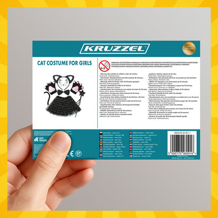 Kruzzel 26745 Kattenkostuum - 7-Delige Set - Zwart - Voor Meisjes