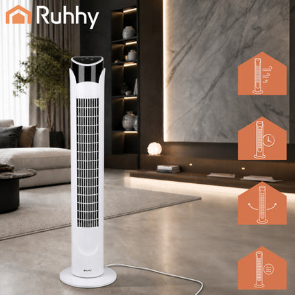 Ruhhy Torenventilator - 83 cm - Met Afstandsbediening - Wit