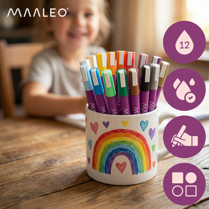 Maaleo Acrylmarkers Set - 16 Kleuren - Watervaste Decoratiestiften