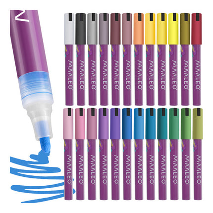 Maaleo Acrylmarkers Set - 24 Kleuren - Watervaste Decoratiestiften