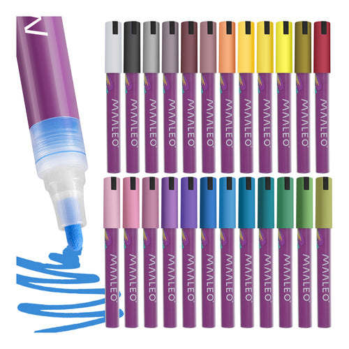 Maaleo Acrylmarkers Set - 24 Kleuren - Watervaste Decoratiestiften