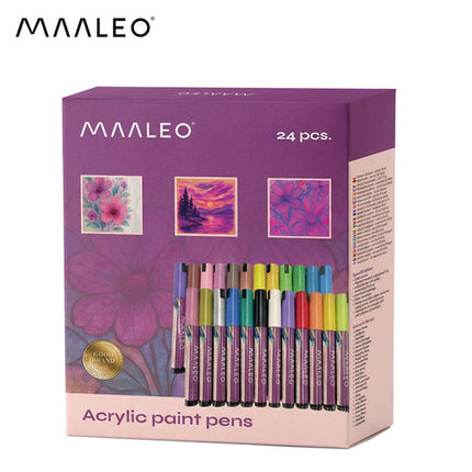 Maaleo Acrylmarkers Set - 24 Kleuren - Watervaste Decoratiestiften