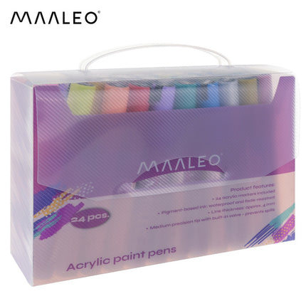 Maaleo Acrylmarkers Set - 24 Kleuren - Watervaste Decoratiestiften
