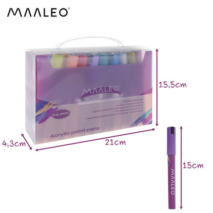 Maaleo Acrylmarkers Set - 24 Kleuren - Watervaste Decoratiestiften