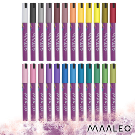 Maaleo Acrylmarkers Set - 24 Kleuren - Watervaste Decoratiestiften