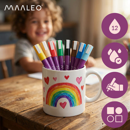 Maaleo Acrylmarkers Set - 8 Kleuren - Watervaste Decoratiestiften