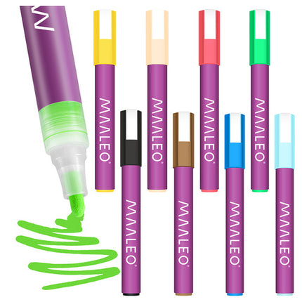 Maaleo Acrylmarkers Set - 8 Kleuren - Watervaste Decoratiestiften