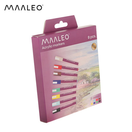 Maaleo Acrylmarkers Set - 8 Kleuren - Watervaste Decoratiestiften