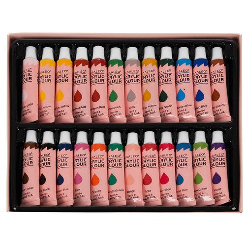 Maaleo Acrylverfset - 24 Kleuren - 12 ml per Tube