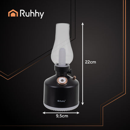 Ruhhy Aive Luchtbevochtiger & Nachtlamp - 280ml - Retro Design - Zwart