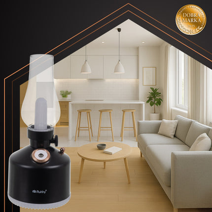 Ruhhy Aive Luchtbevochtiger & Nachtlamp - 280ml - Retro Design - Zwart