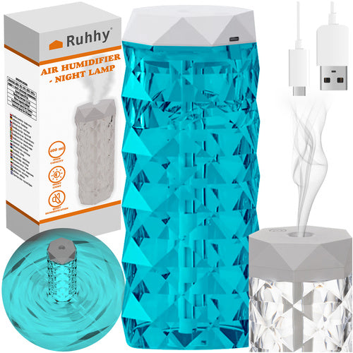 Ruhhy Luchtbevochtiger en Nachtlamp - 400 ml - Roos Effect - 2-in-1
