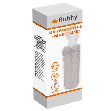 Ruhhy Luchtbevochtiger en Nachtlamp - 400 ml - Roos Effect - 2-in-1