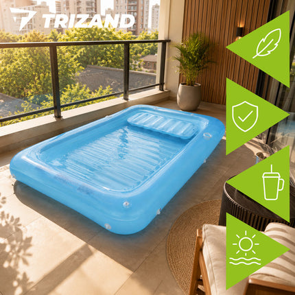 Trizand Opblaasbaar Strandmatras - 210 x 140 cm - Met Rugsteun en Bekerhouders