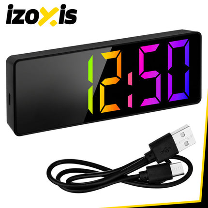 Izoxis LED Wekker - Kleuren-Display - Met Temperatuurweergave - USB