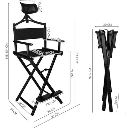 Beautylushh Professionele Make-up Stoel met Hoofdsteun - Opvouwbaar - Zwart