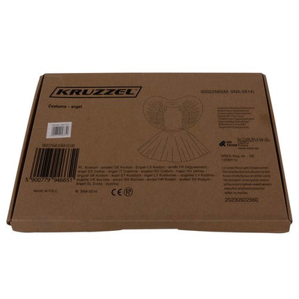 Kruzzel Engel Kostuumset - 2-Delig - Vleugels & Tule Rokje - Wit