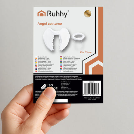 Ruhhy Engelenvleugels met Halo - 42 x 33 cm - Wit - 2-Delige Set