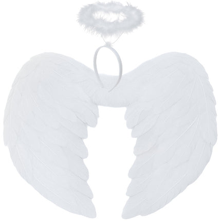 Ruhhy Engelenvleugels met Halo - 42 x 33 cm - Wit - 2-Delige Set