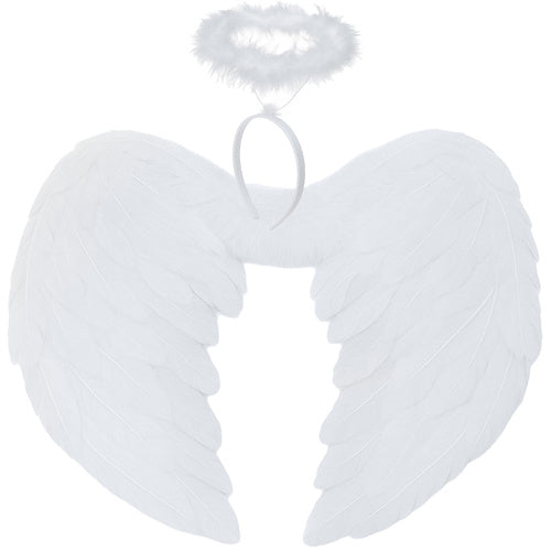 Ruhhy Engelenvleugels met Halo - 42 x 33 cm - Wit - 2-Delige Set