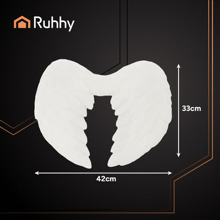 Ruhhy Engelenvleugels met Halo - 42 x 33 cm - Wit - 2-Delige Set