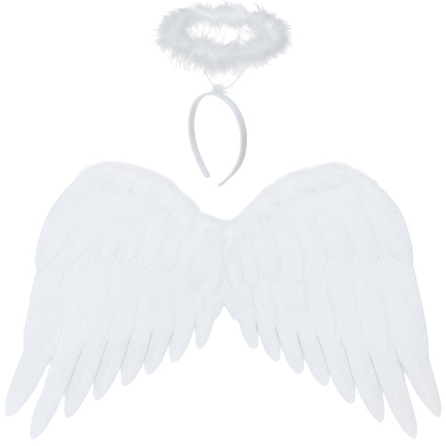 Ruhhy Engelenvleugels met Halo - Wit - 45 x 32 cm - Kostuumaccessoire