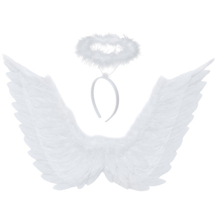 Ruhhy Engelenvleugels met Halo - 46 x 48 cm - Wit - 2-Delige Set