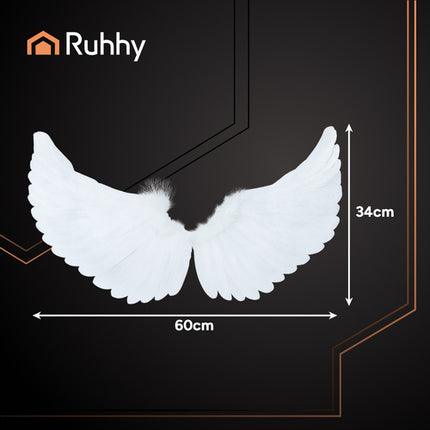 Ruhhy Engelenkostuum Set - 60 x 34 cm - Met Vleugels, Halo & Toverstaf - Wit