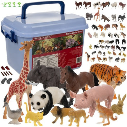 Kruzzel Dierenfiguren Set - 62-Delig - Met Opbergkoffer