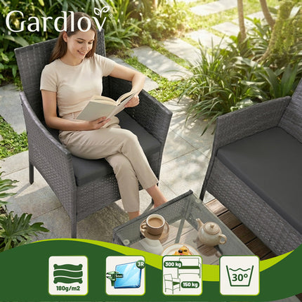 Gardlov Technorattan Tuinset - 4-delig - Antraciet
