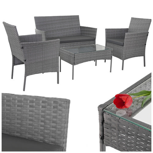 Gardlov Technorattan Tuinset - 4-delig - Antraciet