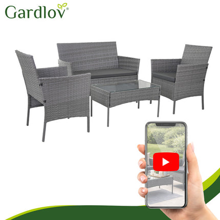 Gardlov Technorattan Tuinset - 4-delig - Antraciet