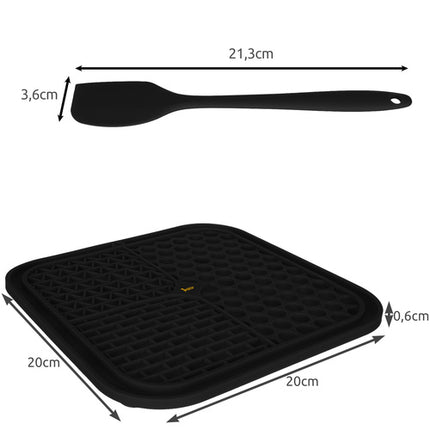 Purlov Anti-stress Likmat - 20 x 20 cm - Siliconen - Zwart