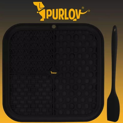 Purlov Anti-stress Likmat - 20 x 20 cm - Siliconen - Zwart