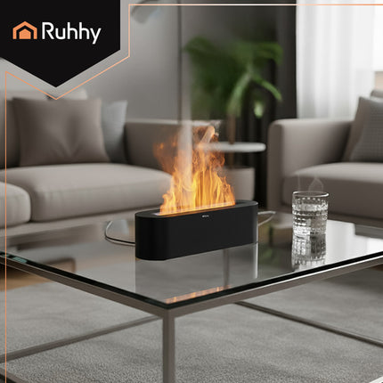 Ruhhy Aroma Diffuser & Luchtbevochtiger - 250ml - Vlameffect - Zwart