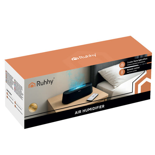 Ruhhy Aroma Diffuser & Luchtbevochtiger - 250ml - Vlameffect - Zwart