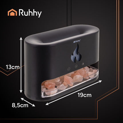 Ruhhy Aroma Diffuser - 250ml - Met Openhaard Effect - Zwart