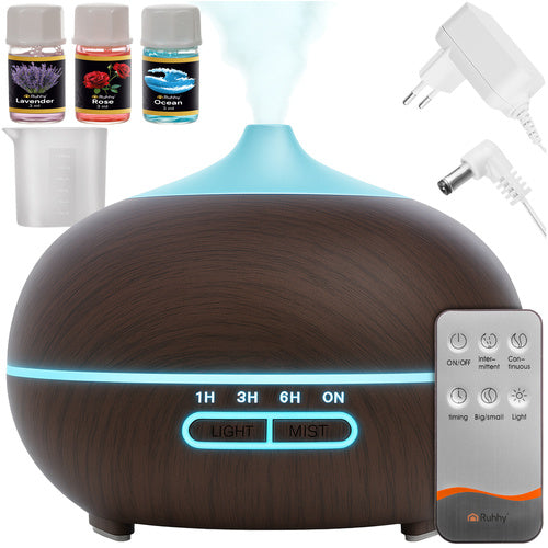 Ruhhy Aroma Diffuser & Luchtbevochtiger - 400 ml - 4-in-1 - Bruin