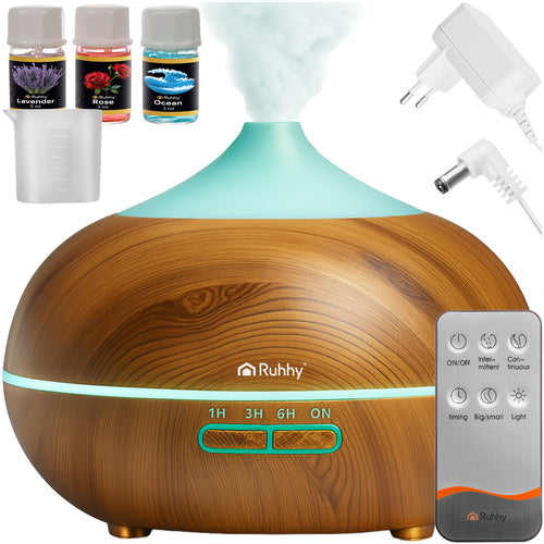 Ruhhy Aroma Diffuser & Luchtbevochtiger - 400 ml - 4-in-1 - Lichtbruin