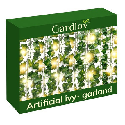 Gardlov Kunstmatige Klimop met LED Verlichting - 25 Meter - 960 Bladeren - Groen