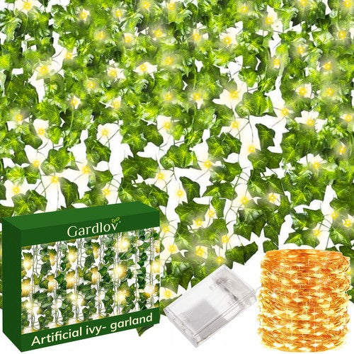 Gardlov Kunstmatige Klimop met LED Verlichting - 25 Meter - 960 Bladeren - Groen
