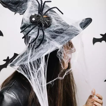 Malatec Kunstmatig Spinnenweb met 2 Spinnen - Halloween Decoratie