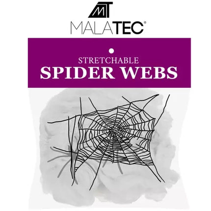 Malatec Kunstmatig Spinnenweb met 2 Spinnen - Halloween Decoratie